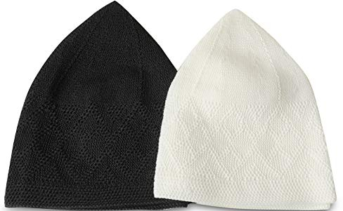 Set von 2 Strickmützen unter Helm, Mütze mit Totenkopf, Unisex, Schlafmütze für Haarausfall, Haarhaube, Peci Tukısh Kufi, weiß und schwarz