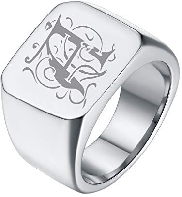 FaithHeart Edelstahl personalisierte Bandring Herren Siegelring mit Namen Datum Gravur für Damen Herren