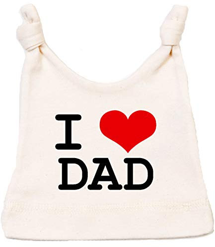 Racker-n-Roll I Love DAD Babymütze Bio-Baumwolle Doppelknoten, Natur