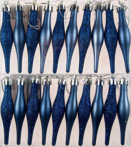 20 Christmas Tree Tear Drop Droplet Baubles Decorations - Navy Blue