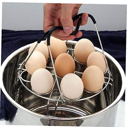 Hotaden Panier Oeufs Vapeur Porte-Bagages de Cuisson en Acier Inoxydable Trous de Cuisine Accueil poignée Silicone Accessoires Pied Batterie de Cuisine Outil