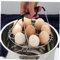 Hotaden Panier Oeufs Vapeur Porte-Bagages de Cuisson en Acier Inoxydable Trous de Cuisine Accueil poignée Silicone Accessoires Pied Batterie de Cuisine Outil