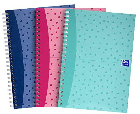 Oxford Quaderno A5, rilegatura a spirale, a righe, 200 pagine, colori assortiti, confezione da 3