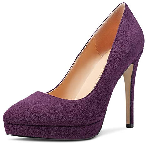 Castamere Scarpe col Tacco Plateau Donna Moda Tacco a Spillo 12CM High Heels Viola Scamosciato Scarpe EU 44