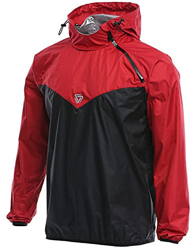 scosao Veste de Sauna Vetements de Sudation Homme Amincissante, Costume Sauna Capuche Survetement Sudation Perte De Poids pour Gym Boxing Minceur Exercices Haltérophilie,Red,L
