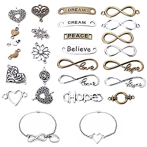 50 Stück Schmuckverbinder,Legierung Unendlichkeit Symbol Anhanger Verbinder Gemischte Metallanhänger Schmuck Verbinder Basteln zum DIY Basteln Charms Anhänger Halskette Armband Making Zubehör