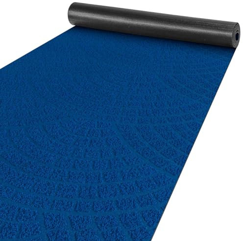 Tappeto a passatoia da cucina lavabile, ritagliabile, antiscivolo, in velour, 50 x 200 cm, motivo: Davis, colore: blu