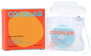 Cocofloss Expanding Woven Dental Floss by Cocolab, Waxed Tooth Floss for Daily Oral Care, Coconut Oil Infused, Vegan, for Adults and Kids, Orange Scent, 1 Pack