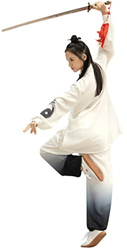 KSUA Unisex-Kung-Fu-Kampfsport-Uniform, Seide, Leinen, lange Ärmel, Tai Chi, Kleidung für Übungen, Qi Gong, Kung Fu Wung Chun, Damen, M
