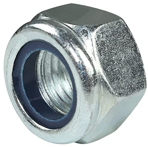 AERZETIX - C58264 - Set di 10 dadi esagonali di bloccaggio M16 - DIN 985 - dadi autobloccanti con anello in nylon - filettatura metrica - in acciaio zincato - colore argento