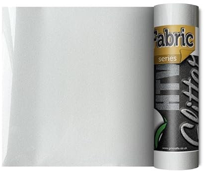 Cricut Joy Compatible Glitter Iron On Vinyl | Brilliant & Sparkling Heat Transfer Vinyl for Use On Fabrics | Shimmering Effect | Available in A Large Variety of Colours (White)