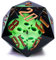 Cusdie Große D20-Würfel, 55 mm, mit scharfen Kanten und Totenkopf-Einschlüssen, D&D, 20-seitiger Würfel, handgefertigter DND-D20-Würfel, für Dungeons and Dragons RPG, Tischspiele (grüner Totenkopf)
