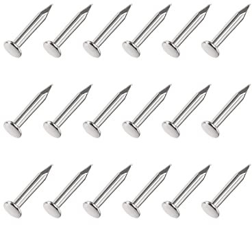METALLIXITY Small Nails (1.2x6mm) 1000pcs, Carbon Steel Tiny Hardware Nails - for Household Woodworking, Silver Tone