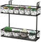 COSTWAY Support de Pot de Fleur Suspendu à 2 Niveaux Charge Total 30KG, Support de Plante de Balcon en Métal avec Crochets Réglables de 5,5-12,5CM, pour Patio Terrasse, Noir