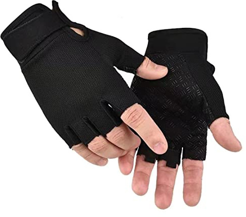 SUJAYU Fingerless Biking Gloves - Men & Women (Black, Medium)