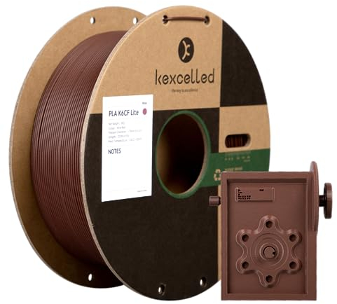 kexcelled PLA Kohlefaser Filament 1,75 mm, Modifiziertes PLA Carbon Fiber Filament 3D Drucker Filament, Verbesserte Zähigkeit, Maßgenauigkeit +/- 0,03 mm, 1 kg Spule (2,2 lbs), Rötlich Braune
