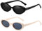 Breaksun Retro Oval Sonnenbrille für Damen Herren Mode Kleine Ovale Sonnenbrille 90er Vintage Shades, 2er-Pack (Schwarz/Grau + Beige/Grau), MM