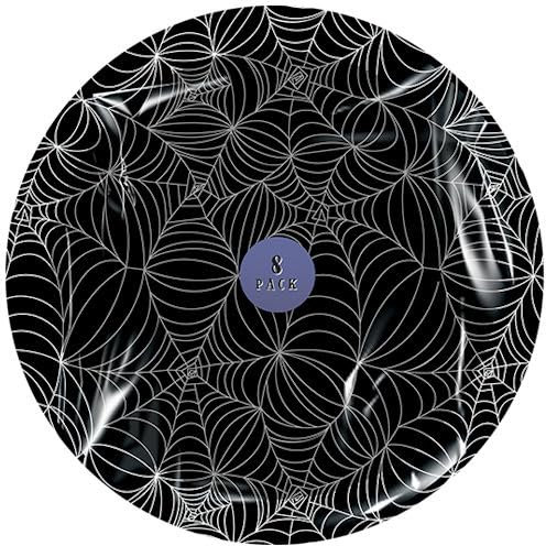 HALLOWEEN PAPER PLATES - 8 Pack Party Tableware Decoration House Kids Spiderweb