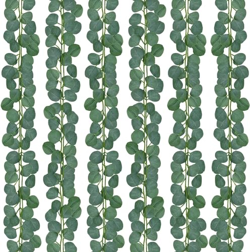 Comtelek 12 Stück Künstliche Eukalyptus Girlande, Künstliche Efeu Girlande Grüne Hängepflanzen Eukalyptus Deko für Schlafzimmer ästhetische Dekoration Zuhause Garten Wand Hochzeit Party