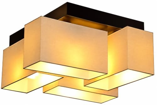 Deckenleuchte Creme E14 – Elegante Deckenlampe mit dekorativem Design, einfache Montage, 4-flammig B4D-C