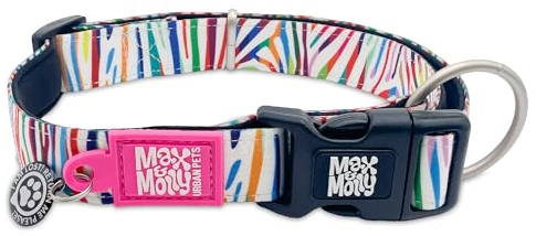 Max & Molly Hundehalsband mit Sicherheits-QR-Code, weich, verstellbar und wasserdicht, niedliches Tierdruck-Design für Mädchen und Jungen, Hunde und Welpen, Größe M