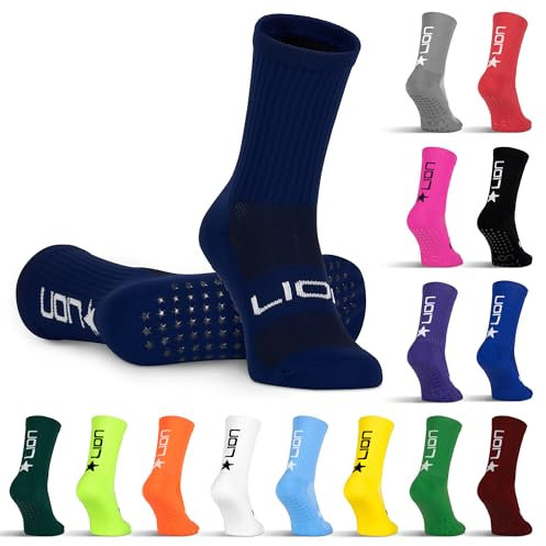 LION SPORTSWEAR Football Grip Socks For Men/Women/Kids - Variety Of Colours To Match Your Team Kit & Sleeve Socks (UK, Alpha, S, Navy)