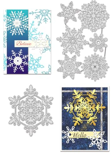 BENECREAT 2 Stück Schneeflocken-Metallstanzform, Weihnachten Gestanzte Prägeschablonen Vorlage Für Weihnachtsdekoration, DIY, Scrapbooking, Album, Basteln, 0.8 mm Dick