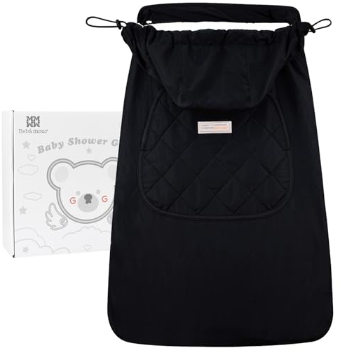 Bebear Funda de Invierno para Mochila Porta Bebé Cálida Sudadera Universal con Capucha Funda para Mochila Porta Bebé para Todas las Estaciones(New Black)
