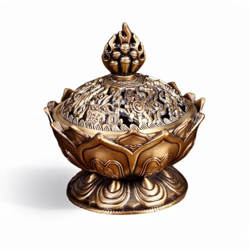 ANKROYU Bol de Brûleur d'encens à Reflux Vintage, Mini Porte-encens Vintage, Cône De Bâton De Fumée à Reflux, Brûleur D'encens Au Charbon De Bois pour la Décoration de la Maison(Bronze)
