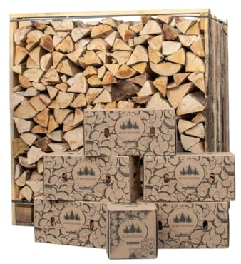 Box 1,5 stères 30cm Bois de Chauffage Sec 30kg Bois d'allumage 2KG Allume-feu Laine et Cire de Bois 100% Naturel pour cheminée poêle cuisinière brasero Barbecue