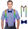 Silkwish Leuchtende Herren-LED-Hosenträger und Fliege, LED-Leucht-Hosenträger, für Musik Festival, Halloween-Kostümparty, Rave-Party (Farbe)……