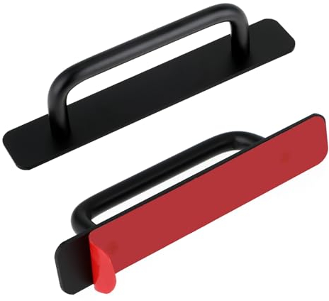 Prasacco 2 Pack Adhesive Handles - Sliding Door & Cabinet Handles, Black