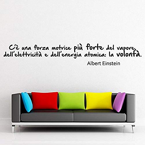 Adesivo da parete con frase - Adesivo da parete in vinile Einstein con adesivo forza di volontà per decorazione da parete per ufficio, aula, soggiorno, adesivo da parete in vinile rimovibile 18X138cm