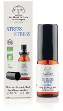 Elixirs & Co - Spray Buccal Stress Bio 10 mL - Anti Stress et Tensions- Prêt à l'emploi - Remède Naturel Aux Fleurs de Bach - Complément Alimentaire 100% Naturel - Fabriqué en France