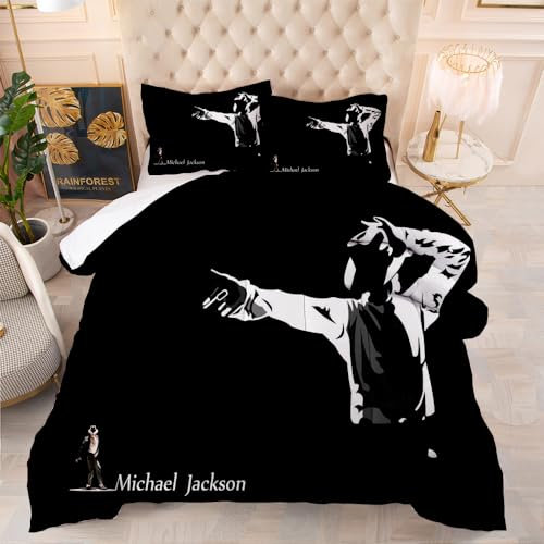 CHAOSEE Bettdecke Und Antiallergische Michael Jackson-Decke Für Alle Jahreszeiten Und 2 Kissenbezüge + Steppdecke 13,5 Tog Bettdecke (Jackson 06,Einzelbett 135cmx200cm)