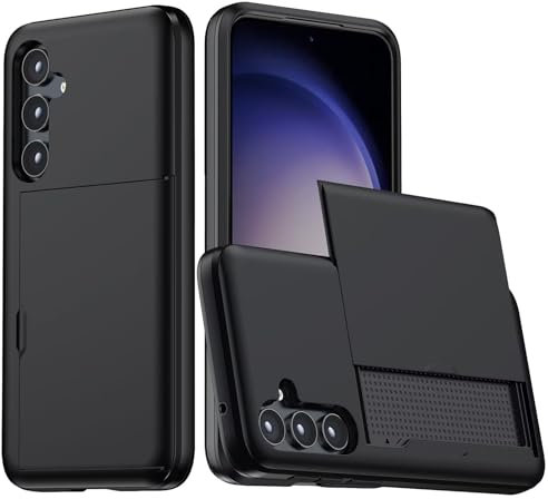 Beajew Handyhülle für iPhone X/iPhone XS Case Silikon, mit Kartenfach Silikon TPU Handyhülle Dünn Weiche Stoßfest Flexibel Handy Tasche Bumper Brieftasche Case, Schwarz