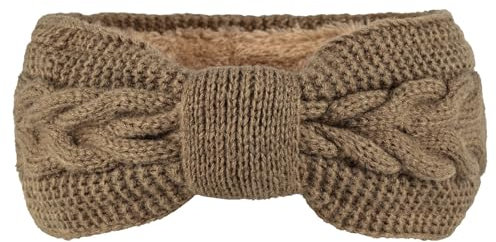 JK Home Winter Knitted Twist Knot Headband - Women Ear Warmer Chunky Crochet Braided Hair Band Wraps Turban Sports Yoga Hairband Fleece Lined Elastic Wide Headbands Ear Muffs for Women Girl Khaki