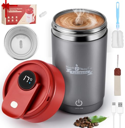 Taza de café con agitación magnética automática, taza de café eléctrica portátil con agitación automática, taza mezcladora de café de acero inoxidable, taza de café mezcladora automática para oficina,