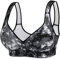 Oversized Bra Without Ring Undershirt Type Creative Printing Front Buckle Middle and Elderly Ladies Underwear Sklavin Outfit Damen (Black, 70.00)