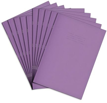 Rhino A4 Exercise Books, 76 Page / 8mm Lined with Margin Paper Notebook, 50 Pack, Office & School Stationery Supplies, Purple