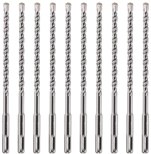 10 Pack Of - 8mm x 210mm Long SDS Plus Hammer Drill Bits, Professional Tungsten Carbide Tipped Masonry Drill Bit For Brick, Concrete, Stone, Granite. 8mm SDS Drill Bit