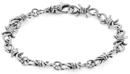 HZMAN Barbed Wire Bracelet for Men Biker Gothic Punk Stainless Steel Link Bracelet Jewelry Gift
