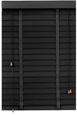Lames 5cm Store Venitien Bois pour Fenêtre, Stores Vénitiens Intérieurs Horizontaux, Design Moderne sur Mesure Occultants Volets, Facile à Installer pour Cuisine Salle de Bain Chambre(Black)