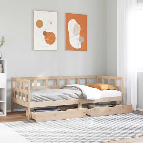 vidaXL Daybed with Drawers/Sofa Bed/Sleeper 80x200 cm - Solid Pine - ic Charm, Ample Storage, Versatile Living Room/Bedroom Furniture