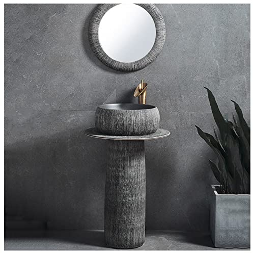 CAFIEDR Lavabo de Salle de Bain Art, lavabo, Toilettes, lavabos, Fait à la Main avec Robinet et Trou d'installation de vidange, pour intérieur et extérieur, C, Ensemble(Ensemble de 4 pièces D)