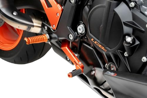 Puig 22206T CNC Aluminum Brake Lever with Adjustable Tip and Anti-Slip Base; Sporty Design, High Resistance and Enhanced Ergonomics, Orange