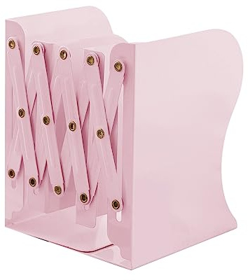 Fictory Serre-livres en métal rétractable et flexible de grande taille pour bureau, rose, sans autocollants