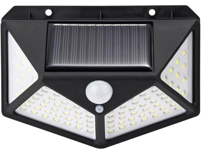 GRIFEMA Faretto LED da Esterno Solare con Sensore di Movimento, 100 LEDs, 3 Modalità, Angolo 270°, IP65, Batteria 800mAh, Lampada Solare da Giardino, GDK203