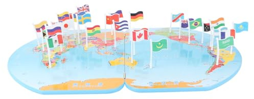 Mipcase Éducatif Bois pour Garçon Fille Jeu de Géographie Cognitive avec Drapeaux Colorés Apprentissage Ludique des Pays avec Carte Monde Illustrée Jeu Montessori pour Éveil Dès Ans