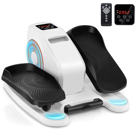 COSTWAY Mini Ellipsentrainer Untertisch, elektrischer Crosstrainer mit LED-Anzeige & Fernbedienung, Bewegungstrainer Stepper für Zuhause, tragbarer Pedaltrainer für Erwachsene, Senioren